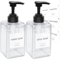 Clear Soap Dispenser with Waterproof Labels, Thickened Plastic Hand Soap Dispenser for Bathroom, Kitchen Dish Washing Liquid Bottles, Shampoo and Conditioner Bottles with Funnel (15oz 2Pack Clear) - color: 15oz 2pack Clear
