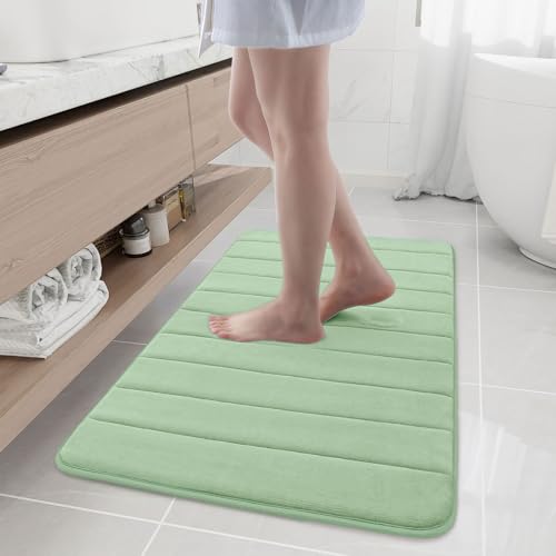 Buganda Memory Foam Bath Mat, 40" x 24", Ultra Soft Bathroom Rugs, Water Absorbent and Machine Washable Bath Rug Runner for Bathroom, Shower, and Tub, Sage Green - color: Sage Green, size: 40" X 24"