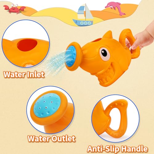 Baby Bath Toys for Kids Ages 1-3,13 Pcs Bathtub Toys for Babies 6-12-18 Months, Mold Free Bath Toys Toddlers 2-4 Years Old,Stacking Cups & Watering Can,Water Table Toys for Infants Boys Girls 1 2 3 4 - style: Orange