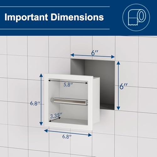Neodrain Recessed Toilet Paper Holder, White Stainless Steel Built-in Tissue Paper Roll Holder, Roll Paper Holder for Bathroom Wall - color: White, size: 6X6In