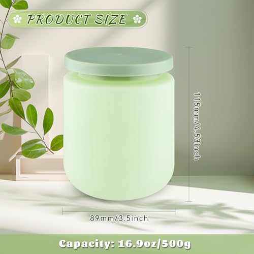16.9oz/500g Plastic Containers Empty Cosmetic Jars Large Makeup Sample Storage Pot with Lid & Inner Liner for Lotion Cream Ointments DIY Makeup Travel - 1 Pcs-Green - color: 1 Pcs-Green