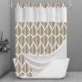Yiatn No Hook Cream Shower Curtain with Snap in Fabric Liner Set - Hotel Style with See Through Mesh Top Window, Modern Geometric Waterdrop Design,Waterproof and Washable, 71x74 INCH - color: Cream, size: 71"W x 74"L (Pack of 1)