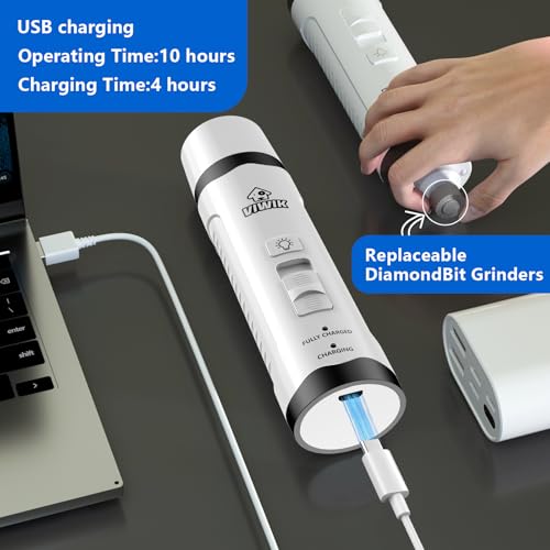 VIWIK Dog Nail Trimmers with Light, Cat Dog Nail Clippers, Dog Nail Grinder Quiet for Large Medium Small Dogs Paw & Cats Claw, Electric 2-Speed Pet Toenail Grooming Supplies, Gifts for Dog Lovers. - color: White+Blue