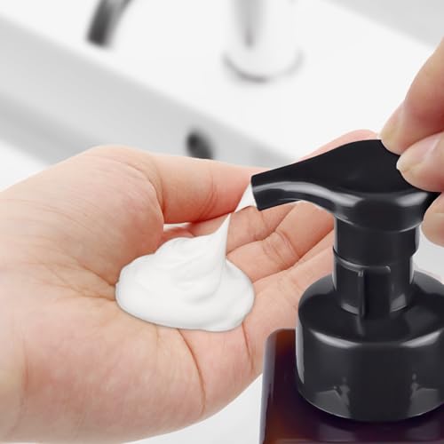15OZ Foaming Soap Dispenser, 2-Pack Plastic Hand Soap Dispenser, Refillable Leakproof Foam Pump Bottle with Waterproof Labels, for Shampoo, Body Wash - color: Brown, size: 450ML