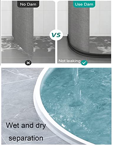 78Inch Collapsible Shower Threshold Water Dam 2" High Shower Barrier Water Stopper 2" Tall Shower Water Guard To Keep Water In Shower Dry And Wet Separation Bathroom Wheelchair Accessible - color: White, style: 78inch