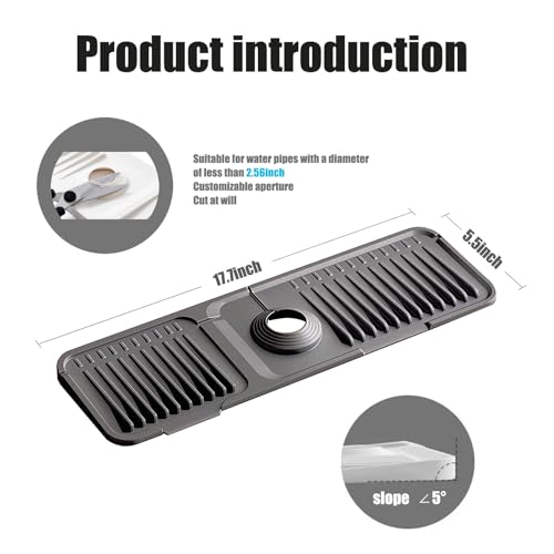 STARGAZ Silicone Faucet Mat For Kitchen Sink,Sink Back Splash Guard, Faucet Draining Mat,Kitchen Sink Rubber Mat,Bathroom Sink Sink Mat,Soap Dish,Silicone Sink Protector(17.7”×5.5”) - color: Black, size: 17.7" x 5.5"