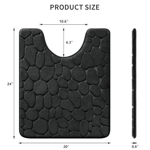 YIHOUSE Memory Foam Bath Mat Cobblestone Bathroom Rugs Super Water Absorbent Bath Mats for Bathroom Machine Washable Bath Rugs(20 x 24,Black) - color: Black Single, size: 1'8" x 2' (Rectangular)