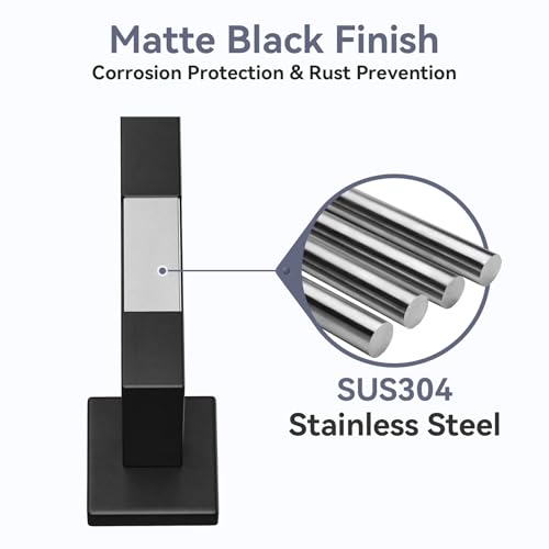 Matte Black Towel Bar, 24 Inch Bathroom Towel Rack, Towel Holder Wall Mounted, Square Base Thicken SUS304 Stainless Steel Towel Rod Modern Home Decor - size: 26 Inch (1 Pieces)