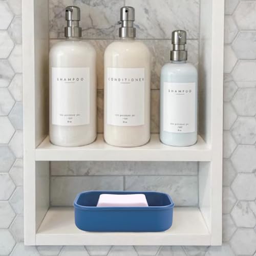 Silicone Travel Soap Bar Holder, Leak Proof Soap Case with Draining Layer, Portable Travel Soap Container for Shampoo & Conditioner Bar, Ideal for Bathroom, Gym, Camping (Blue) | Slip-Resistant Portable Bar Soap Holder for Shower Bathroom Gym Camping(Blue