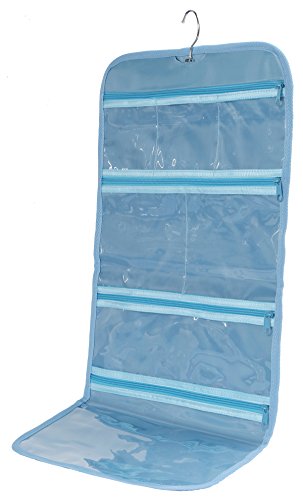 Foldable Clear Hanging Travel Toiletry Bag Cosmetic Organiser Storage - color: Blue