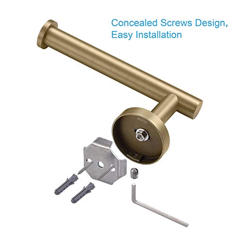 TASTOS Brushed Gold Toilet Paper Holder SUS304 Stainless Steel, Modern Round Tissue Roll Holders Wall Mount, Toilet Paper Roll Dispenser Bathroom 5 inch TP Holder for Kitchen Washroom - color: Brushed Gold