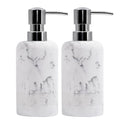 YMXYJM Resin Soap Dispenser Sets, 2 Pcs Heavy Lotion Dispensers,10.8oz Refillable Liquid Soap Dispensers with Rust-Proof Pump for Bathroom Countertop or Kitchen, Artificial Marble White - color: White