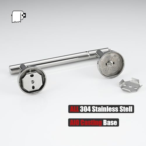JQK Chrome Toilet Paper Holder, Double Post Pivoting Tissue Holder Wall Mount, 304 Stainless Steel Hold Mega Rolls, TPH150-CH - color: Polished Steel