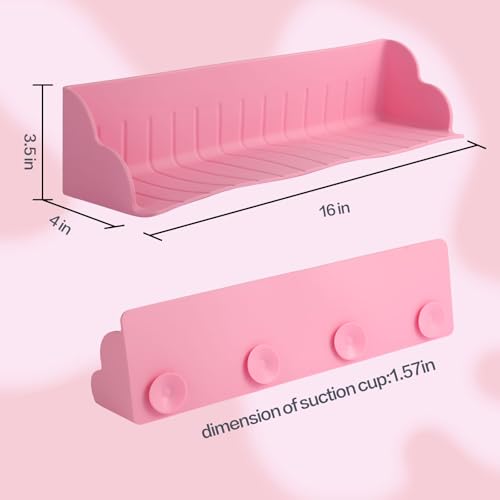 Bathtub Splash Guard, Silicone Bath Tray Spill-Proof Bath & Kitchen Sink Organizer Toy Storage Shelf Waterproof Barrier - color: Light Pink