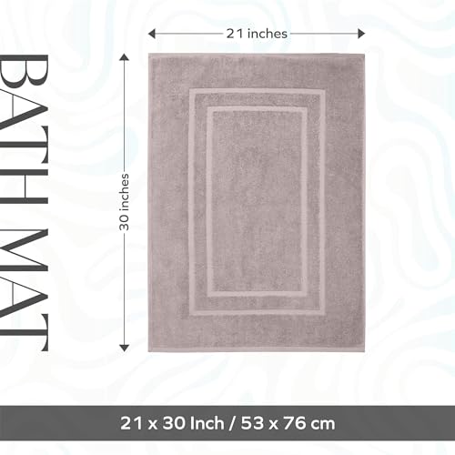 Feather & Stitch 2 Piece Towel Like Bath Mats (30x21 Inch) 100% Cotton Terry Bath Mats, Bathroom Shower Floor Mats [NOT A Bathroom Rug], Soft Absorbent Washable Mats- Taupe - color: Taupe