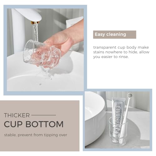 Bathroom Glass Cup, Aomasi Transparent Toothbrush & Toothpaste Holder, Mouthwash Tumbler Cup Drinking Mug Glassware - color: Transparent