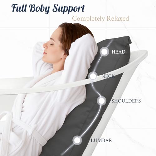 Luxury Bath Pillow for Bathtub, Soft & Comfortable, Head Neck Back Support, Adjustable Thickness Fits All Tub, Quick Drying with Air Mesh, Ideal Gift for Christmas Birthday Mother’s Day - color: Charcoal Gray