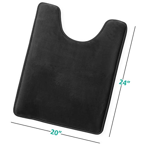 Clara Clark Bathroom Rugs, Velvet Memory Foam Bath Mat, Non-Slip, Machine Washable Bath Rugs - Dries Quickly, Ultra Soft Plush Bath Mats for Bathroom, 20 x 24, Black - color: Black, style: Contour