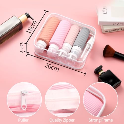 Mrsdry 16 Pack Travel Bottles for Toiletries, Oversize Silicone Travel Containers jar for Toiletries, Leak Proof Refillable Liquid Shampoo And Conditioner Travel Essentials toiletry Bottles - color: Pink, size: Large