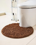 Soft Shaggy Round Toilet Rug U Shaped for Bathroom, Excellent Absorbent Contour Toilet Mat Machine Washable, Non-Slip Microfiber Chenille Bathroom Rugs 24" Brown - color: Brown