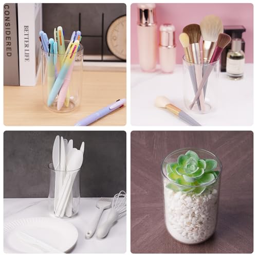 NiHome Toothbrush Holders for Bathrooms 3 Pcs, Plastic Reusable Bathroom Tumbler Toothbrush Cups, 13.5oz Unbreakable Mouthwash Cups Easy to Clean (Clear) - color: Clear
