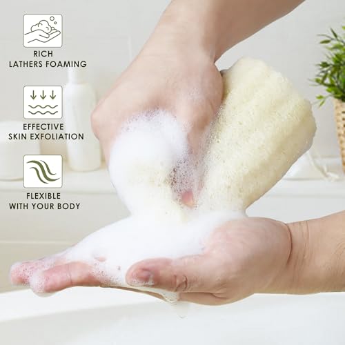 6 Pack Natural Loofah Exfoliating Body Scrubber, 5 Inches Organic Luffa Bath Sponge Exfoliating Shower Body Scrubber for Deep Cleaning & Smooth Skin, Natural Real loofah Sponge for Men & Women - style: Loofah Sponges