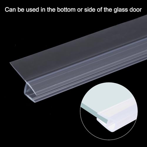 uxcell Shower Door Side Seal, H-Type Shower Door Sweep for 1/4" Glass 47" Long (15.7" x 3 Pcs), 3 Section Segmented Frameless Glass Door Seal Strip, Stop Shower Leaks, Clear - size: 1/4" Glass 47" Long