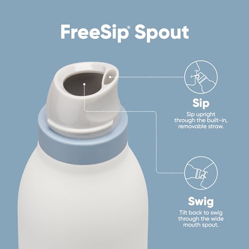 Owala FreeSip Twist Insulated Stainless Steel Water Bottle with Straw for Sports and Travel, BPA-Free, 18-oz, Mint/White (Iced Breeze) - color: Iced Breeze, size: 18 Ounces