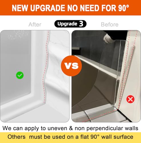 Seamless Shower Corner Water Guard, Large Size Tub Shower Water Guard, Shower Splash Guards,Bathtub Splash Guard Self-Adhesive Tub Guards to Keep Water in Tub (2pcs)