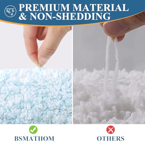 Bsmathom Microfiber Bathroom Rugs Sets 3 Piece, Non-Slip Absorbent Bath Mats, Soft Shaggy Bathroom Rugs with U-Shaped Toilet Rug Machine Washable Bath Rugs, Light Blue - color: Light Blue, size: 18"x26"+18"x48"+U Shape 20"x24"