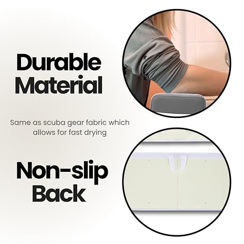 Bath Kneeler –8 Suction Cups & 1.5" Padding.Certified Non Toxic Bath Kneeling Pad for Bath Tub & 5 Bath Toy Organizer. Fast Dry Baby Bath Kneeler and Elbow Rest Pad Set by Supa Ant - Grey - color: Grey With White Pockets