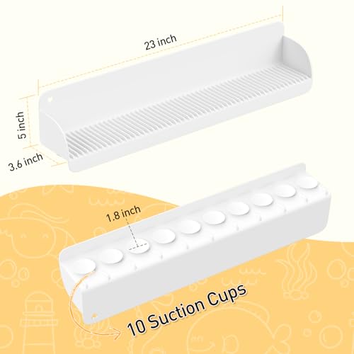 AGPTEK 24 Inch Bathtub Splash Guard with 10 Suction Cups, Silicone Tub Water Splash Guard for Bathtub, Bath Toy Tray Holder Play Shelf for Kids, Universal for Bathroom, Kitchen Sink (White) - color: White