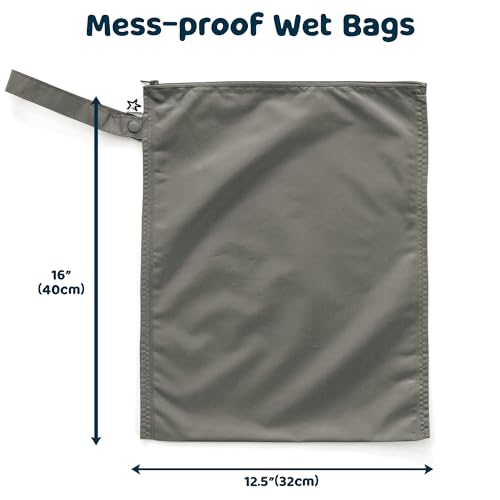 Tiny Twinkle Mess Proof Wet Bags | 2-Pack Reusable Waterproof Wet Bags for Swimsuits | Baby Clothes | Travel & Diaper Bag (Bows,Toile) - color: Bows,Toile, size: 2 Pack