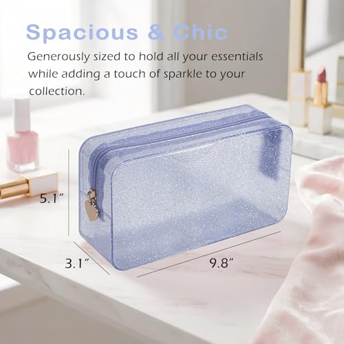 PVC Jelly Travel Makeup Bag,Waterproof Cosmetic Bag/Case with Zipper, Toiletry SPF Bag for Sunscreen, Skincare, and Daily Essentials (03 Silver) - color: 03Silver