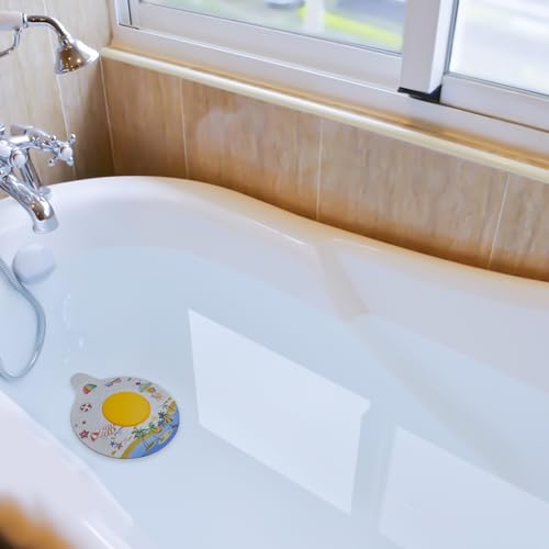 Silicone Bathtub Drain Stopper with Beach Scenery Print - Universal Tub Plug Cover, Beautiful Coral Reef Design - Ideal Gift for Kids, Tots, Babies (White) - color: White