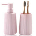 YAUKPH Bathroom Accessories Set 2 Piece Soap Dispenser and Toothbrush Holder for Bathroom Countertop Striped Pink - color: Striped Pink