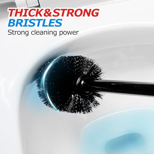 FORASTO 2Pack 2 in 1 Toilet Brush and Plunger Set, Extended Handle Plunger,Toilet Bowl Brush Plunger Set,Clean Gloves,Cleaning Tools,Cleaning Brush,Cleaning Supplies,Toilet Brush Plunger Combo,Black