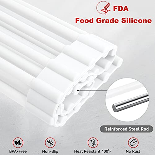 MERRYBOX Roll Up Over The Sink Dish Drying Rack Silicone Wrapped Foldable, Heat-Resistant, Anti-Slip Sink Rack Multipurpose Dish Drainer for Kitchen Sink Counter - White, 17.5" x 11" - color: Rectangle-white, size: Rectangle: 17.5" x 11"