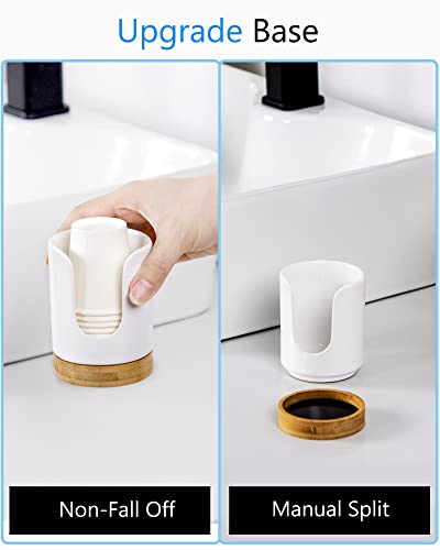 Ceramic Bathroom Cups Dispenser - 3 oz Disposable Paper & Plastic Bathroom Cups Holder - Mouthwash Cups Dispenser for Bathroom, Guest Toiletries, Countertop, Coffee - BPA Free (2 Pack) - color: White, size: Set/2