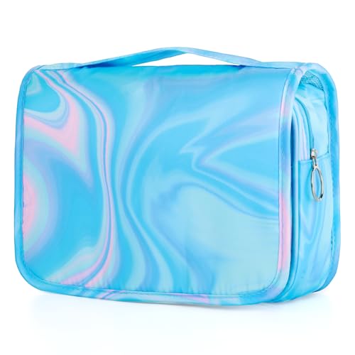 Blue Hanging Toiletry Bag for Girls, Travel Toiletry Bag for Teen Girls Cosmetic Makeup Waterproof Wash Bag Traveling Toiletries, Fluid - color: Blue-Fluid