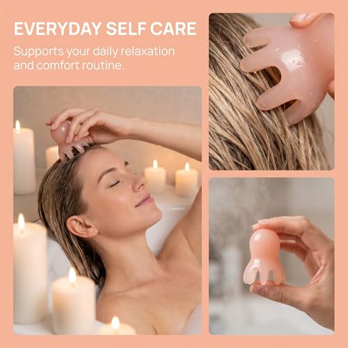 NIIIYTYB 2Pcs Head Massage Tool Scalp Massager Scraper for Deep Relaxation Acupressure Japanese Spa Hair Care Supplies Octopus Scalp Massager Home Office Travel Light Pink - color: Light Pink
