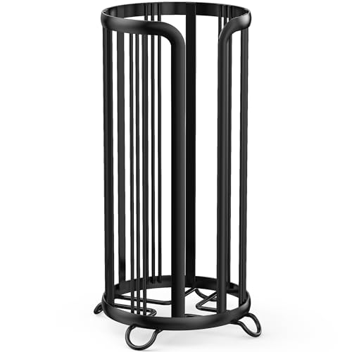 Toilet Paper Holder Stand, Black | Freestanding, Minimalistic Storage Solution, Reserve Mega Rolls - color: Black