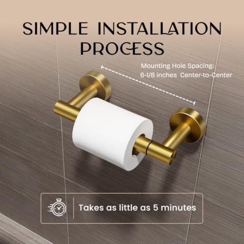 Day Moon™ Toilet Paper Holder Wall Mount, Modern Roll Holder for Bathroom, Stainless Steel Rustproof Double Post Pivoting Tissue Roll Holder for Bathroom, Classic, Gold - color: Gold