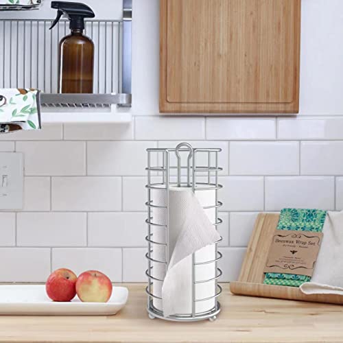 Toilet Paper Holder Stand, Freestanding Bathroom Toilet Paper Organizer, 3 Mega Roll Toilet Paper Holder for Under Sink, Vanity, Cabinet Shelf (Silver) - color: Silver