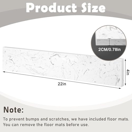 Reallnaive 2 Pcs 22" x 4" Marble Vanity Sidesplash Bathroom Vanity Backsplash Engineered Stone Side Splash for Bathroom Sink Home Decoration (Carrara White)