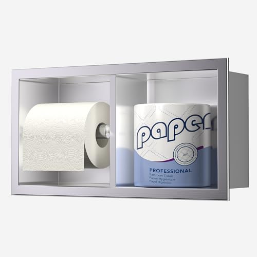 Neodrain Brushed Dual Roll Recessed Toilet Paper Holder,for Standard/Mega Roll - color: Brushed