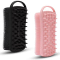 MtBoi 2 PC Silicone Body Scrubber, 2 in 1 Exfoliating Shower Bath Scrubber, Soft Silicone Loofah for Sensitive Skin, Shower Hair Scalp Massager, Easy to Clean, Lather Well (Black&Pink) - color: Black&pink