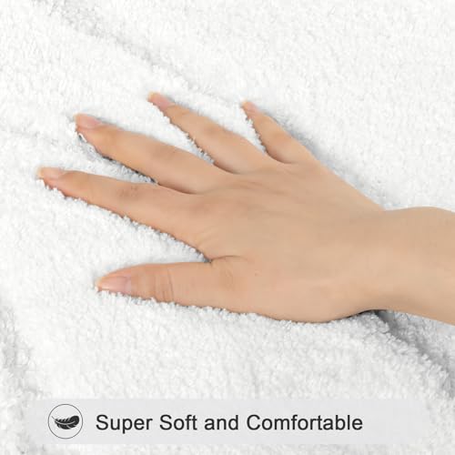 HEBE Bathroom Rugs Sets 5 Piece, Soft Absorbent Microfiber Bath Mat for Bathroom, Non Slip Washable Bath Rug Set with Toilet Cover, Bath Runner and U-Shaped Contour Toilet Rug, White - color: White, size: 18"x26"+20"x32"+20"x48"+U20"x24"+Cover19"x21"