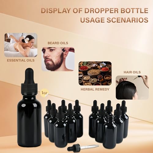 NOOEEISS 12 Pcs, 2oz Black Glass Eye Dropper Bottle, Tincture Bottles with Leak-Proof Design, Stronger Suction, for All Kinds of Mixed Liquids - color: Black, size: 2oz-12Pack