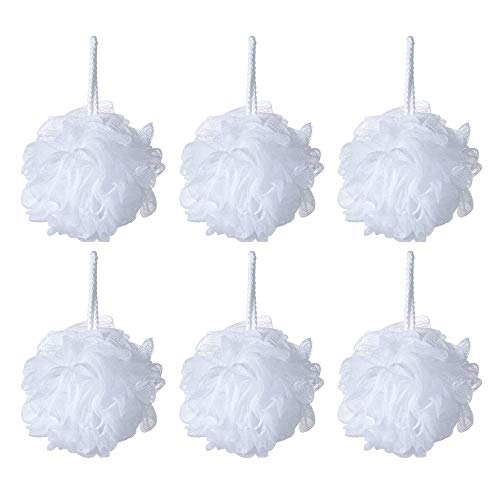Bath Sponge Loofah Shower Pouf White Mesh Shower Puff Pack of 6 (35g/pcs)